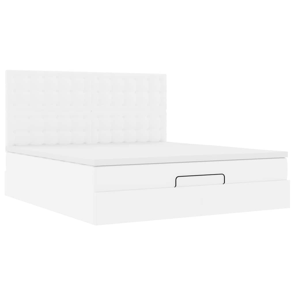 Cadre de lit ottoman avec matelas blanc 180x200 cm similicuir - XIOS
