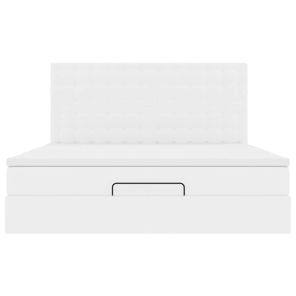 Cadre de lit ottoman avec matelas blanc 180x200 cm similicuir - XIOS