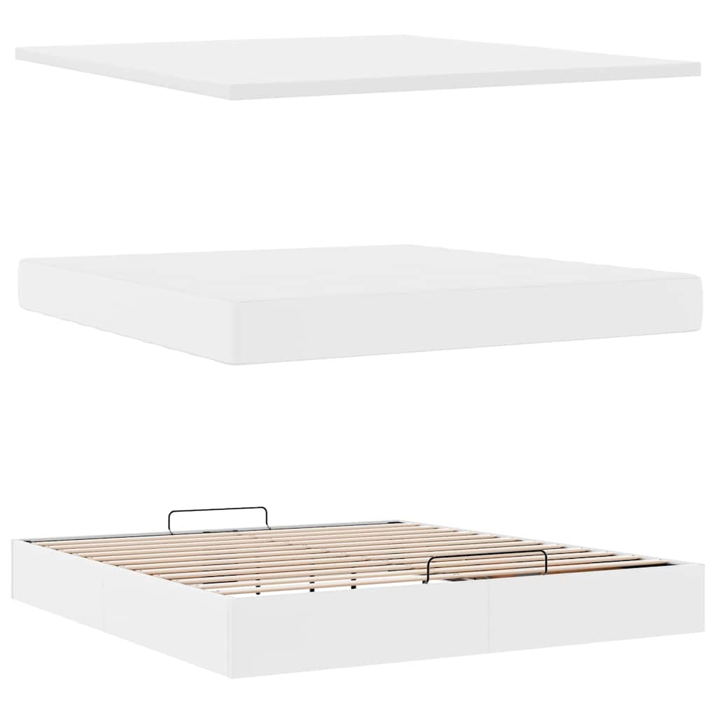 Cadre de lit ottoman avec matelas blanc 180x200 cm similicuir - XIOS