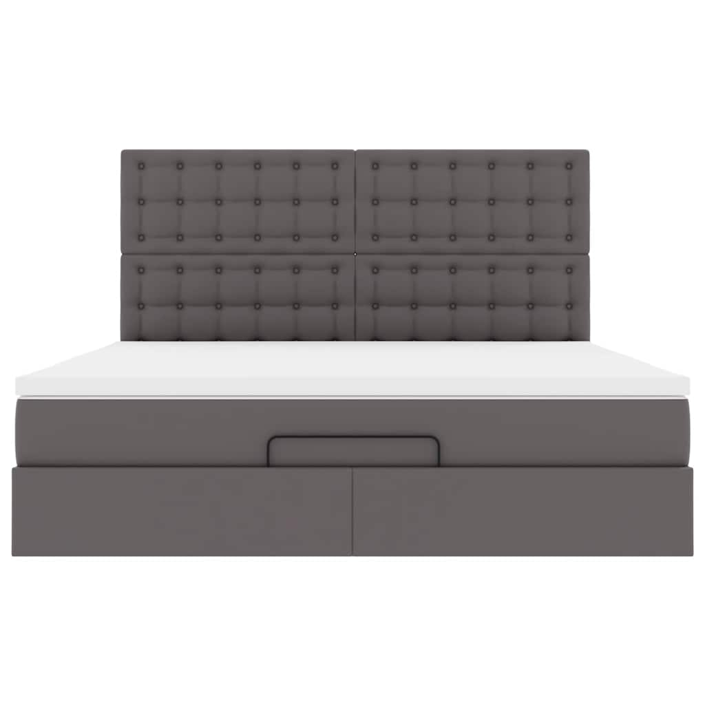 Cadre de lit ottoman avec matelas gris 180x200 cm similicuir - XIOS
