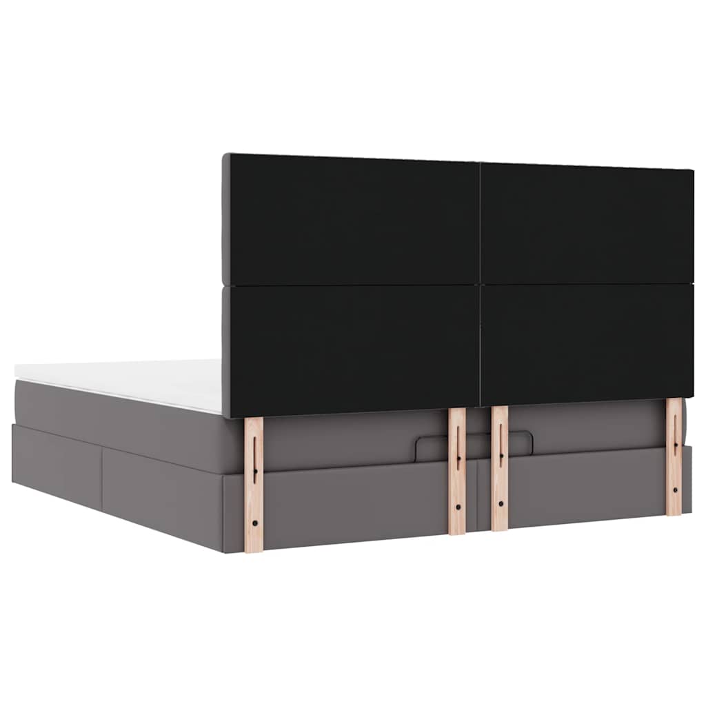Cadre de lit ottoman avec matelas gris 180x200 cm similicuir - XIOS
