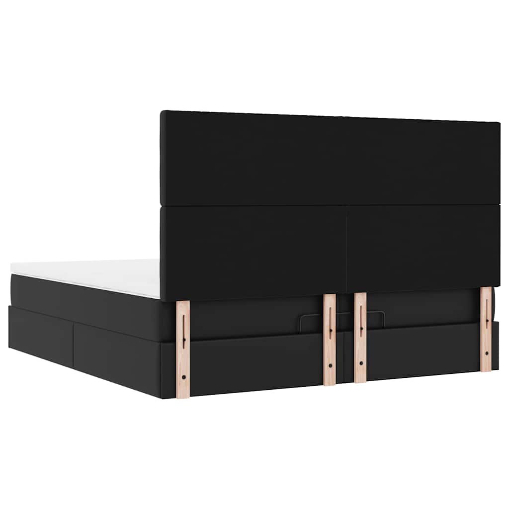 Cadre de lit ottoman avec matelas noir 200x200 cm similicuir - XIOS