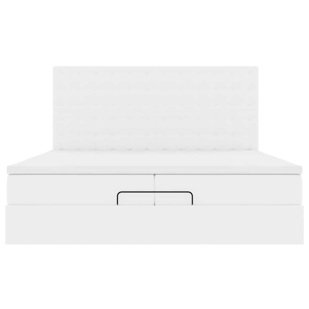 Cadre de lit ottoman avec matelas blanc 200x200 cm similicuir - XIOS
