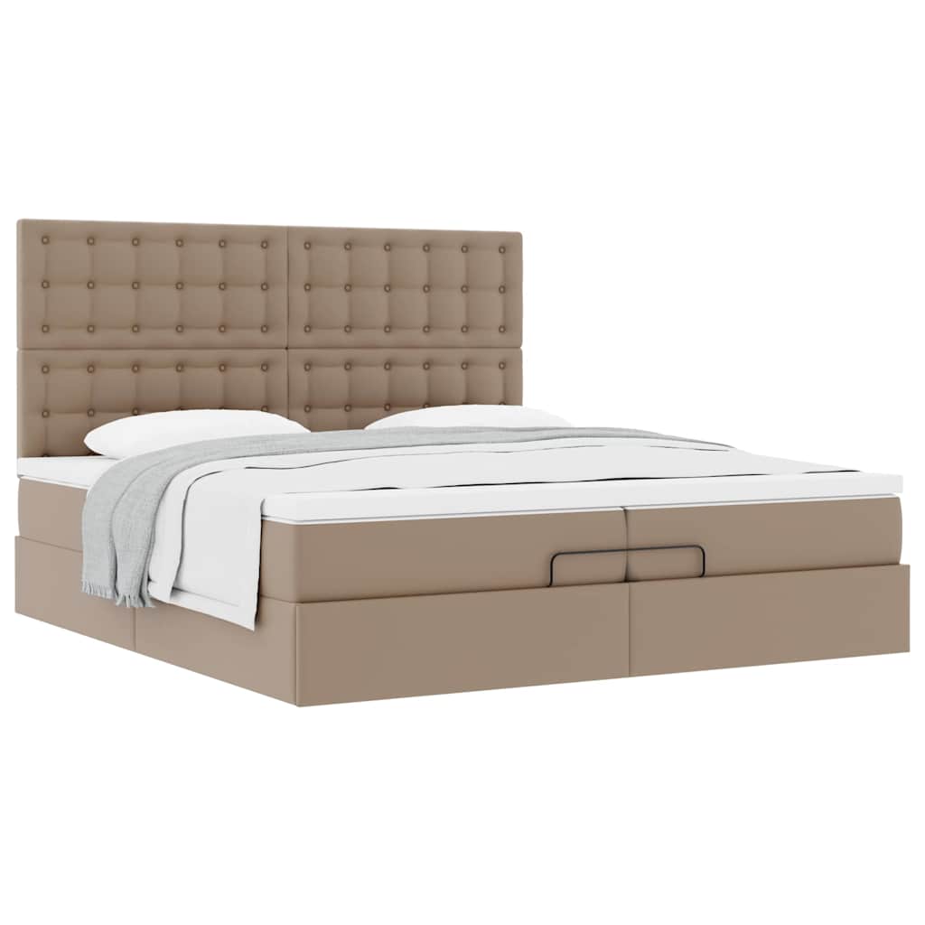 Cadre de lit ottoman et matelas cappuccino 200x200cm similicuir - XIOS