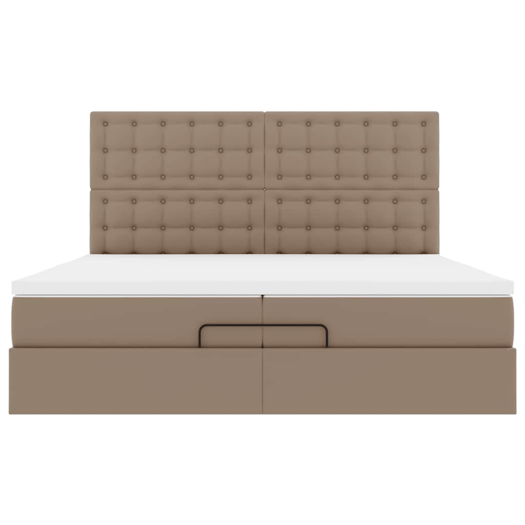 Cadre de lit ottoman et matelas cappuccino 200x200cm similicuir - XIOS