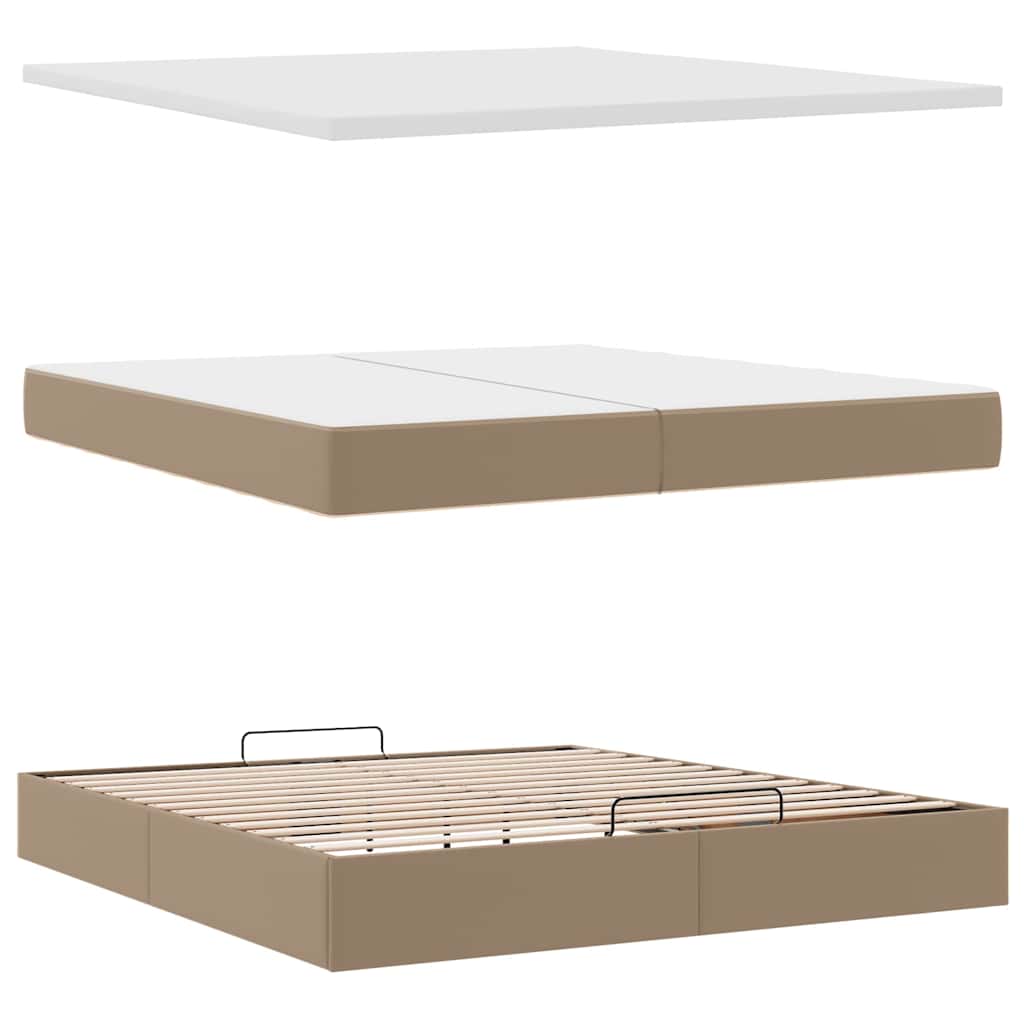 Cadre de lit ottoman et matelas cappuccino 200x200cm similicuir - XIOS