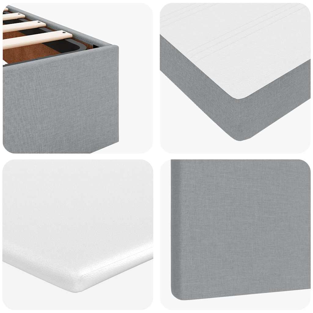 Cadre de lit ottoman avec matelas gris clair 80x200 cm tissu