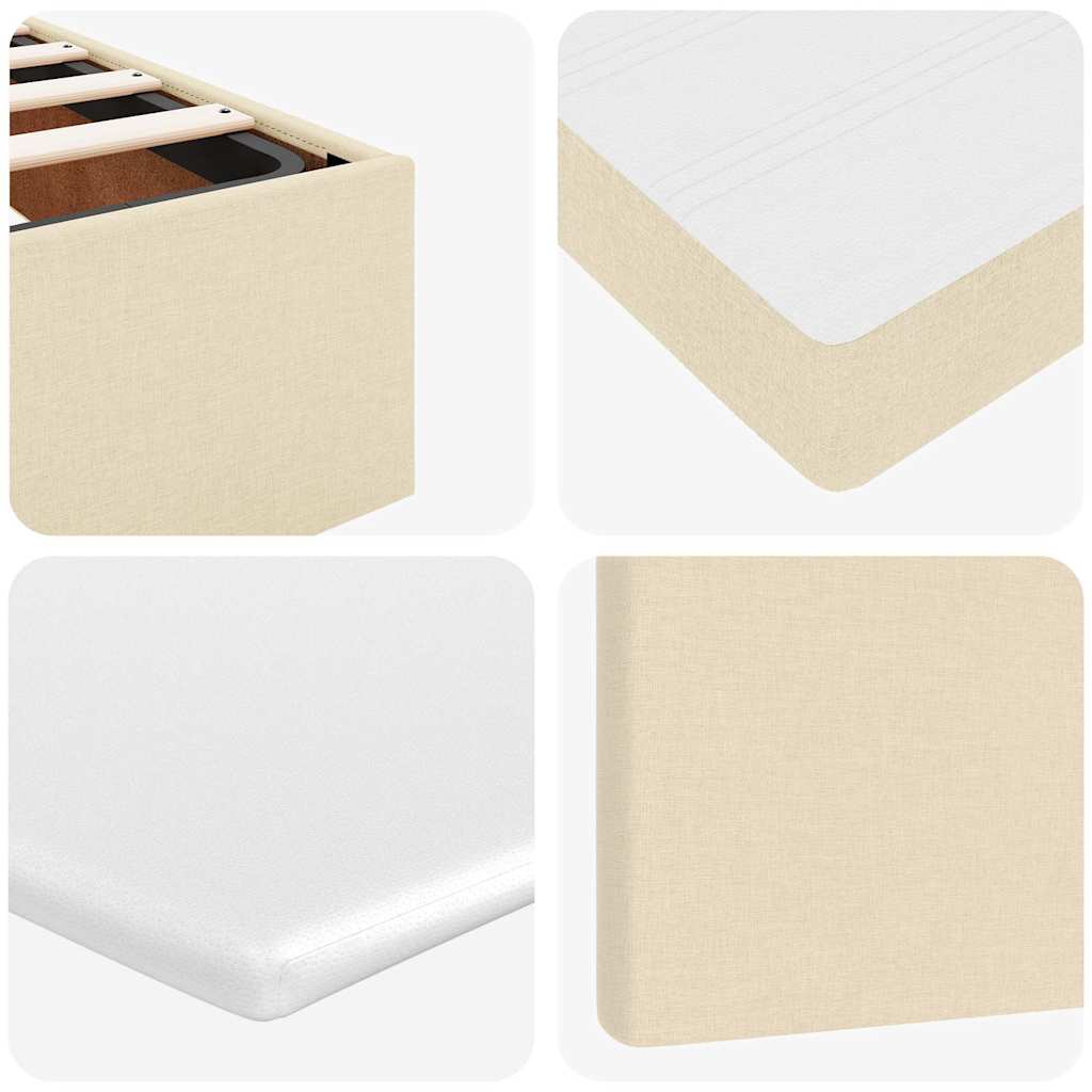Cadre de lit ottoman avec matelas crème 80x200 cm tissu