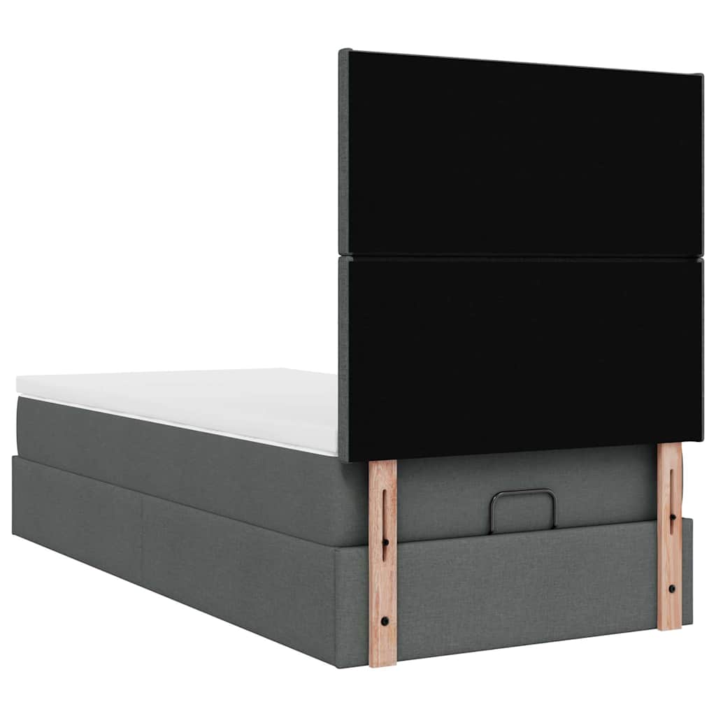 Cadre de lit ottoman avec matelas gris foncé 90x190 cm tissu - XIOS
