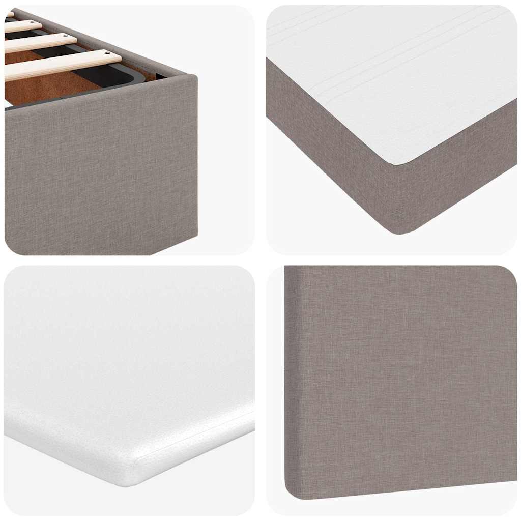 Cadre de lit ottoman avec matelas taupe 90x190 cm tissu