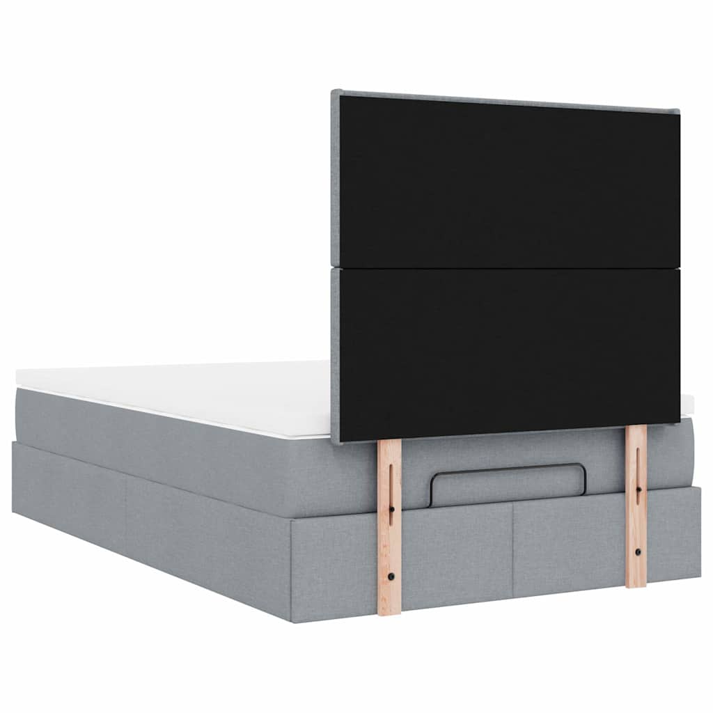 Cadre de lit ottoman avec matelas gris clair 120x190 cm tissu - XIOS