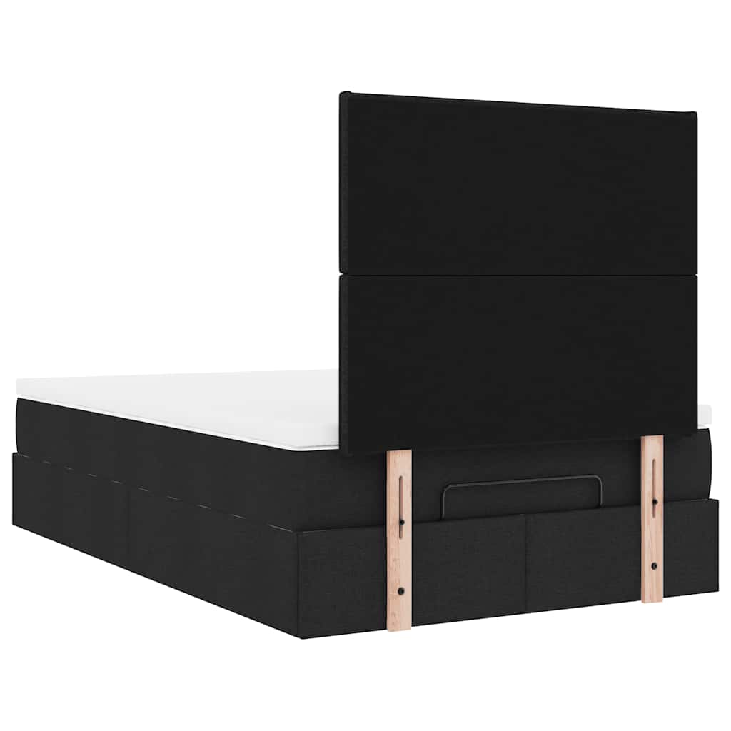 Cadre de lit ottoman avec matelas noir 120x190 cm tissu - XIOS