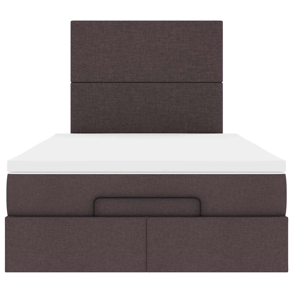 Cadre de lit ottoman avec matelas marron foncé 120x190 cm tissu - XIOS