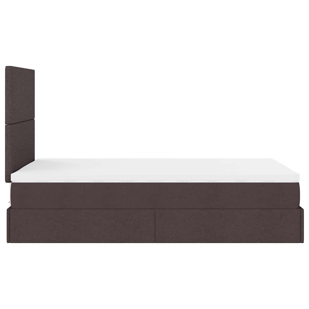 Cadre de lit ottoman avec matelas marron foncé 120x190 cm tissu - XIOS