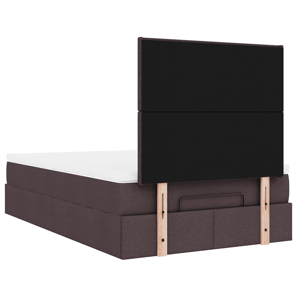 Cadre de lit ottoman avec matelas marron foncé 120x190 cm tissu - XIOS