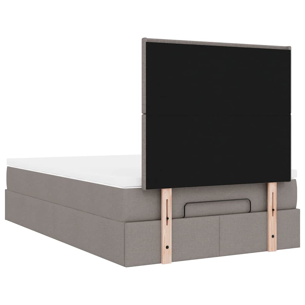 Cadre de lit ottoman avec matelas taupe 120x190 cm tissu - XIOS
