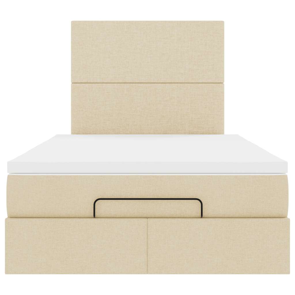 Cadre de lit ottoman avec matelas crème 120x190 cm tissu - XIOS