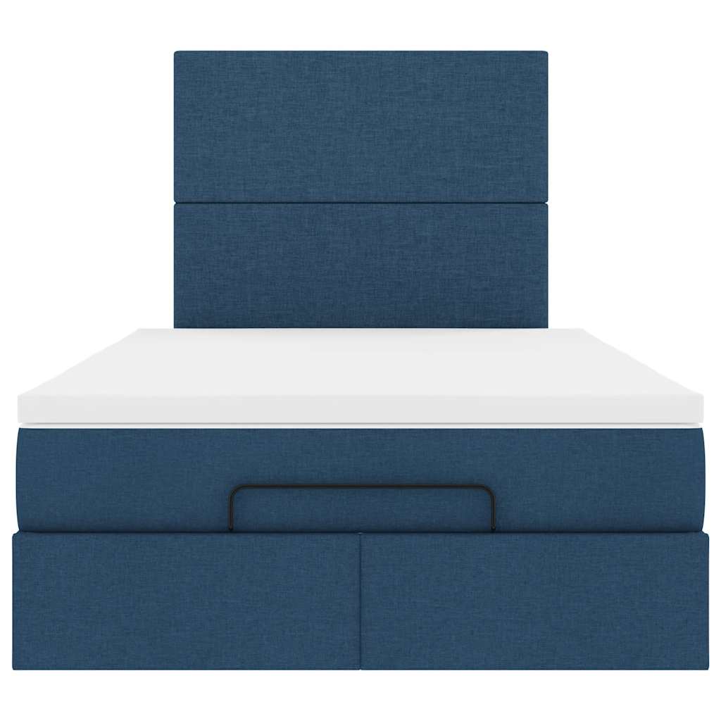 Cadre de lit ottoman avec matelas bleu 120x190 cm tissu - XIOS