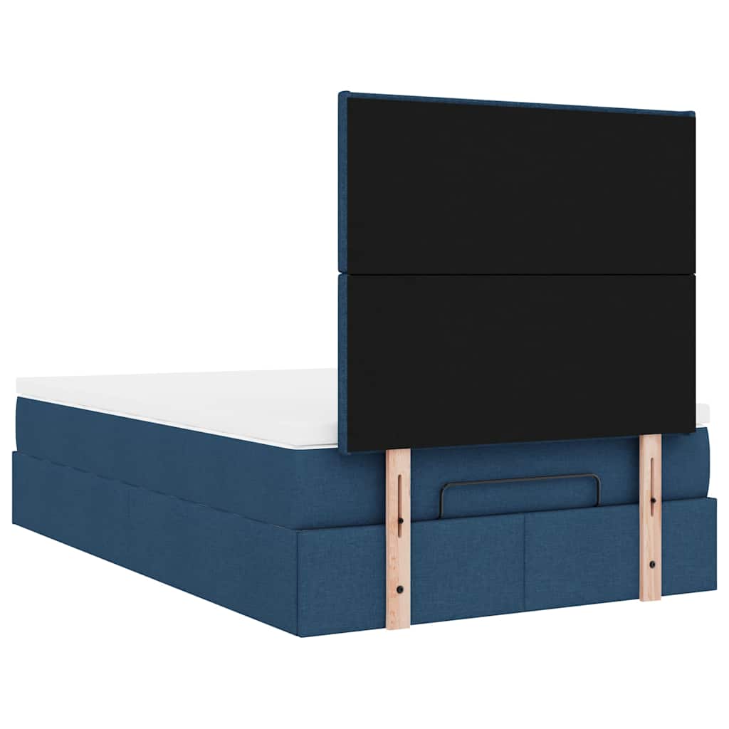 Cadre de lit ottoman avec matelas bleu 120x190 cm tissu - XIOS