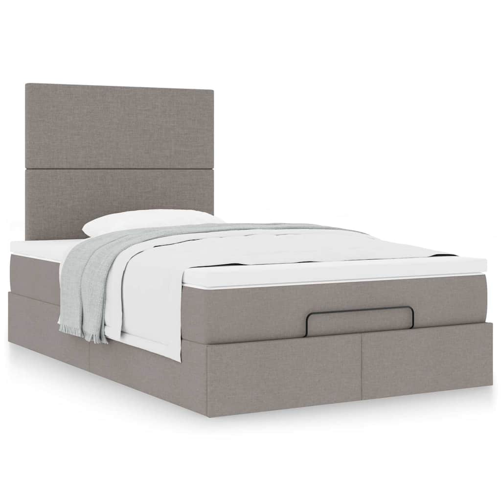 Cadre de lit ottoman avec matelas taupe 120x200 cm tissu - XIOS