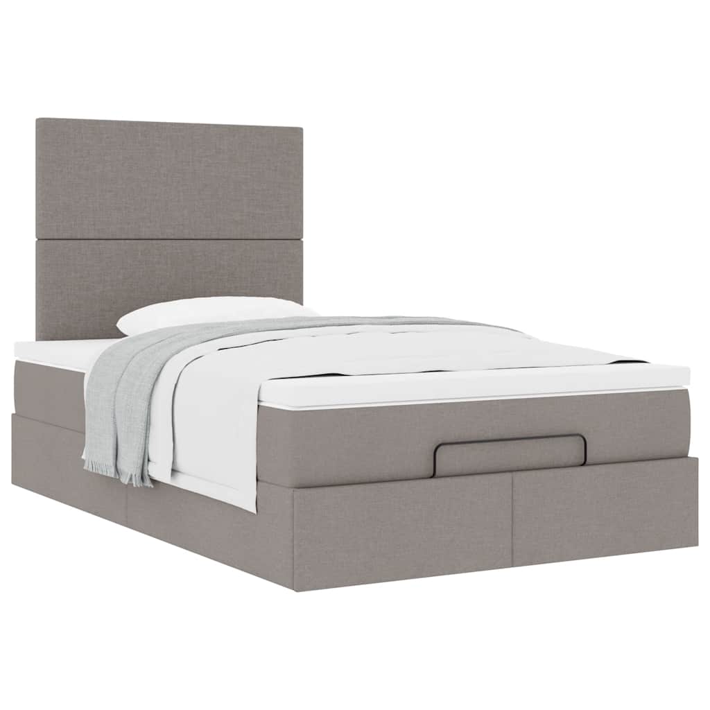 Cadre de lit ottoman avec matelas taupe 120x200 cm tissu - XIOS