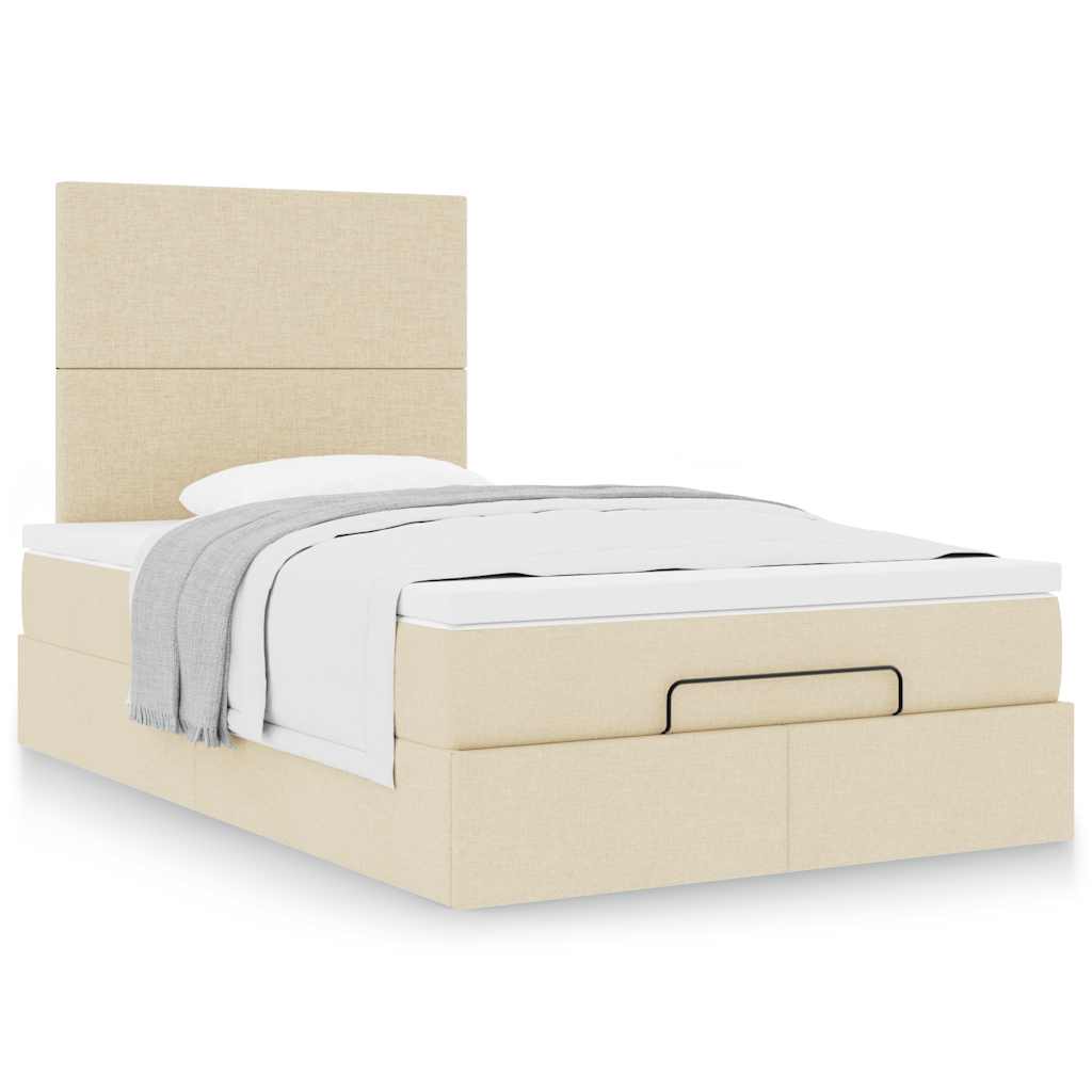 Cadre de lit ottoman avec matelas crème 120x200cm tissu - XIOS