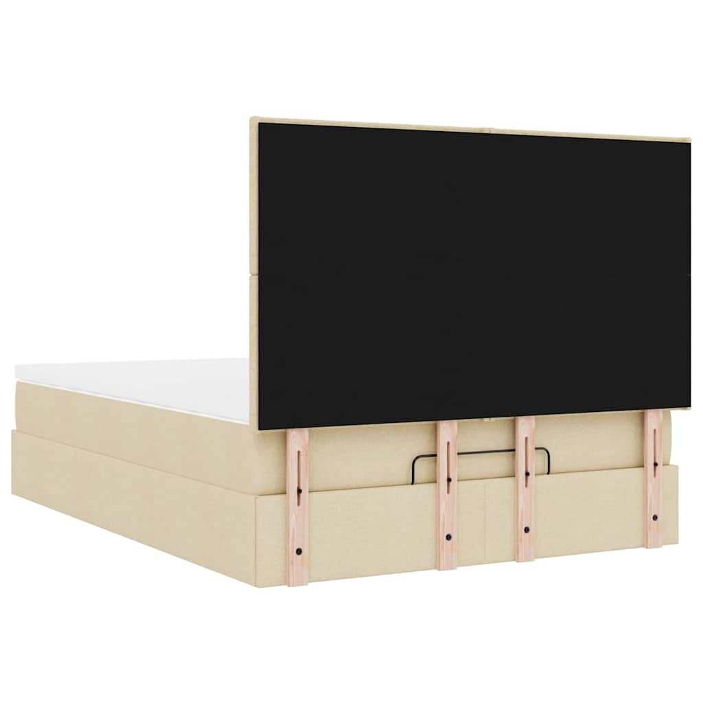 Cadre de lit ottoman avec matelas crème 140x190 cm tissu - XIOS