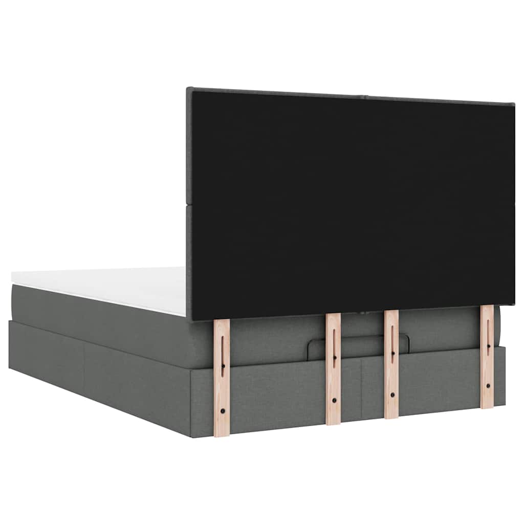 Cadre de lit ottoman avec matelas gris foncé 140x200 cm tissu - XIOS