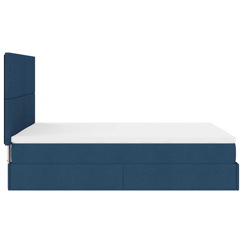 Cadre de lit ottoman avec matelas bleu 140x200 cm tissu - XIOS