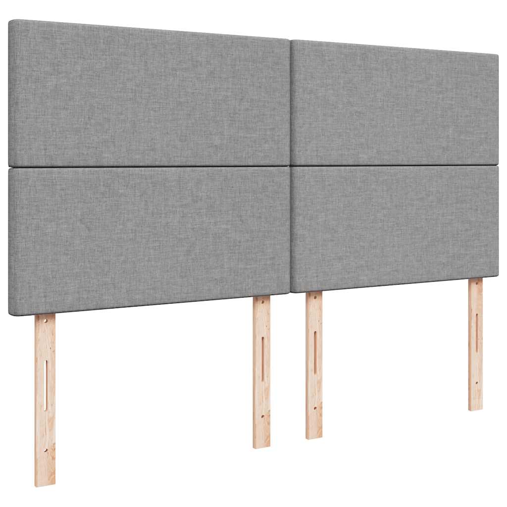 Cadre de lit ottoman et matelas gris clair 160x200cm tissu - XIOS