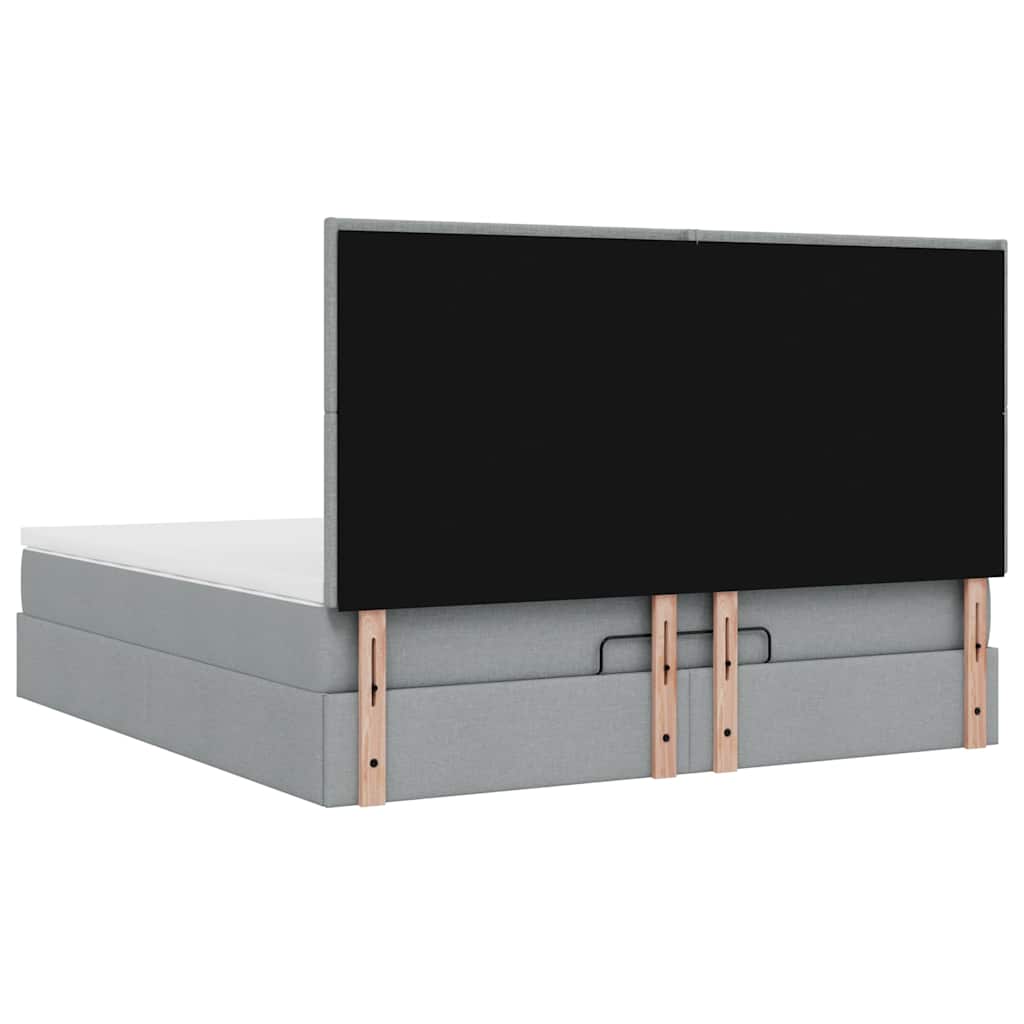 Cadre de lit ottoman et matelas gris clair 160x200cm tissu - XIOS