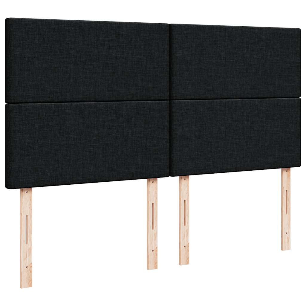 Cadre de lit ottoman avec matelas noir 160x200 cm tissu - XIOS