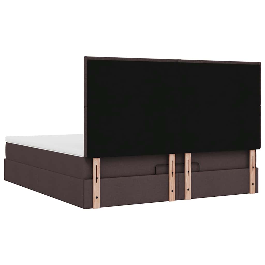 Cadre de lit ottoman avec matelas marron foncé 160x200 cm tissu - XIOS