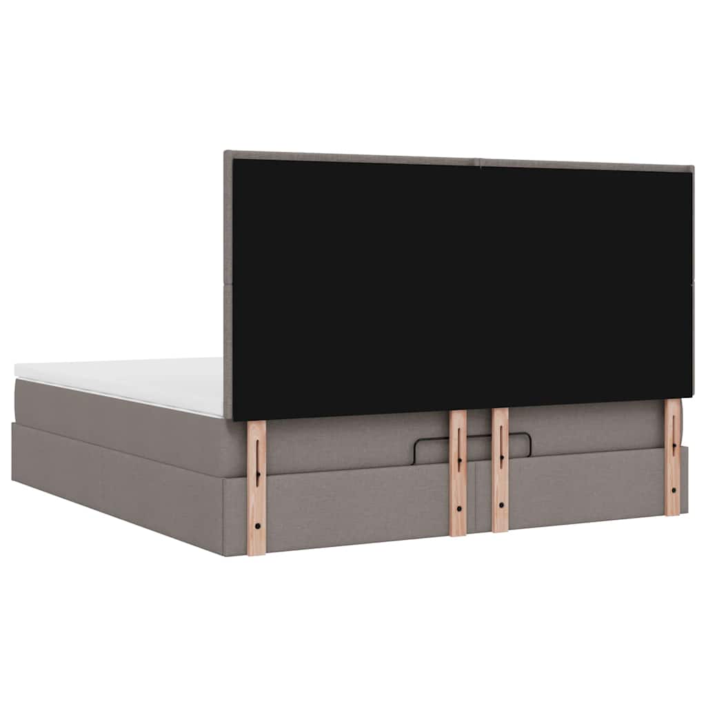 Cadre de lit ottoman avec matelas taupe 160x200 cm tissu - XIOS