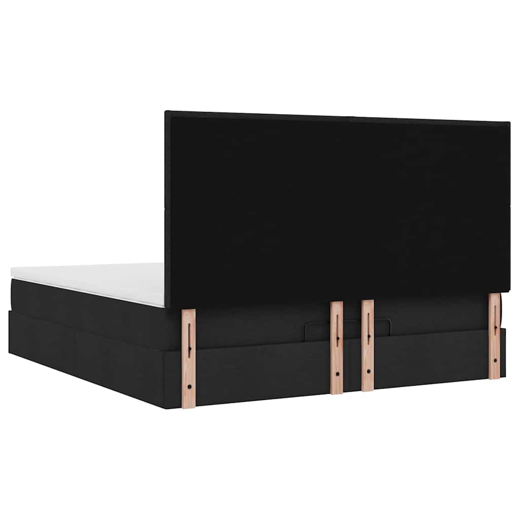 Cadre de lit ottoman avec matelas noir 180x200 cm tissu - XIOS
