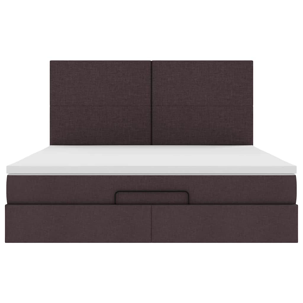 Cadre de lit ottoman avec matelas marron foncé 180x200 cm tissu - XIOS