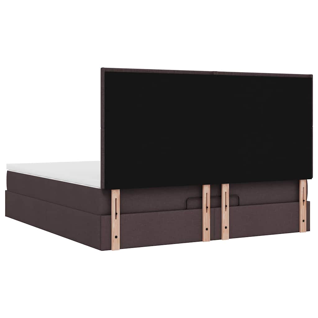 Cadre de lit ottoman avec matelas marron foncé 180x200 cm tissu - XIOS