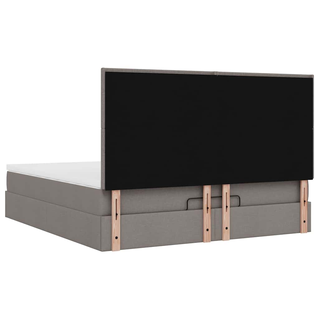 Cadre de lit ottoman avec matelas taupe 180x200 cm tissu - XIOS
