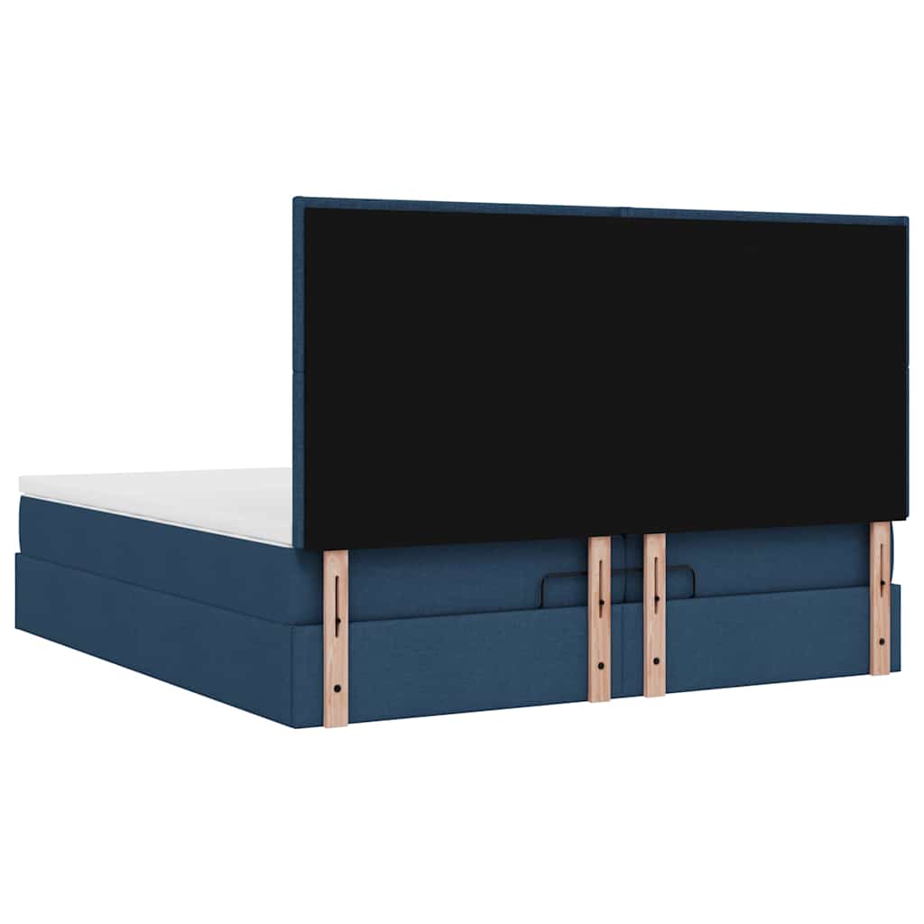 Cadre de lit ottoman avec matelas bleu 200x200cm tissu - XIOS