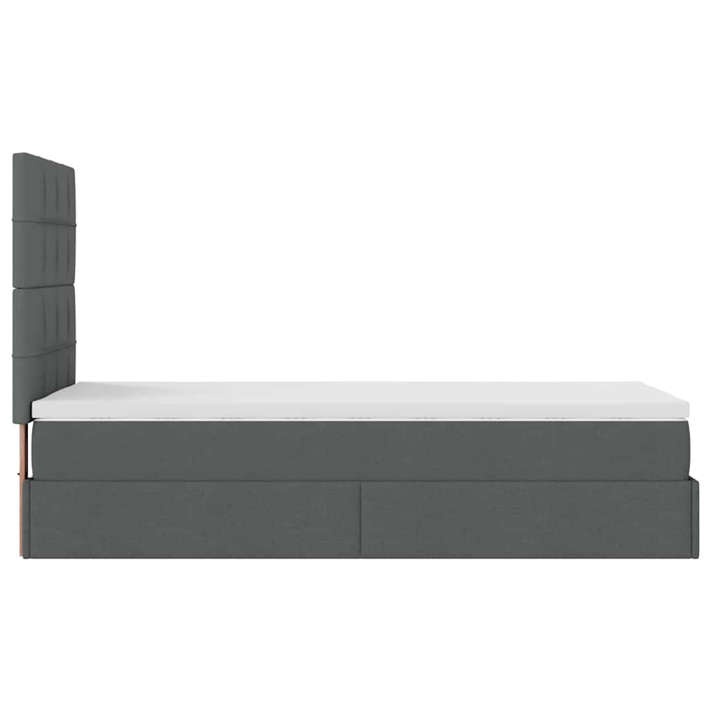 Cadre de lit ottoman avec matelas gris foncé 90x190 cm tissu - XIOS