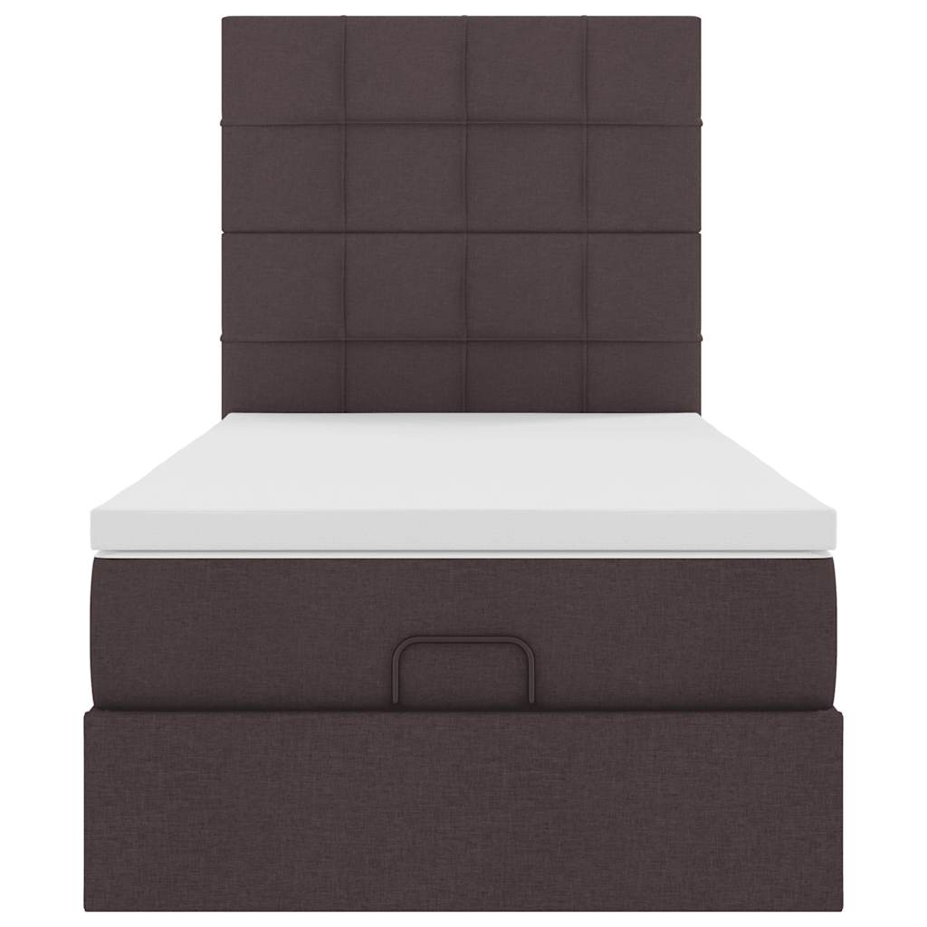 Lit ottoman avec matelas marron foncé 90x200 cm tissu - XIOS