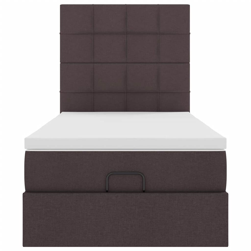Lit ottoman avec matelas marron foncé 100x200 cm tissu - XIOS