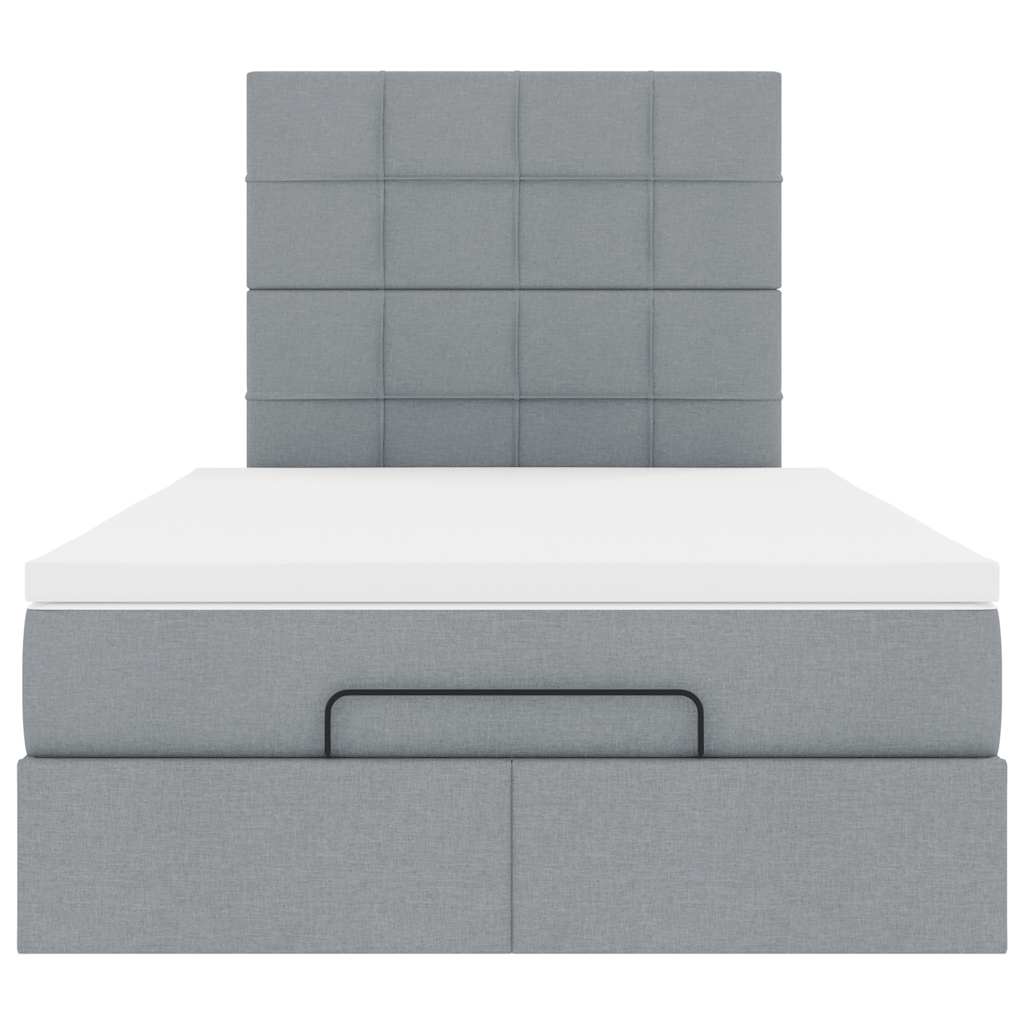 Cadre de lit ottoman avec matelas gris clair 120x190 cm tissu - XIOS
