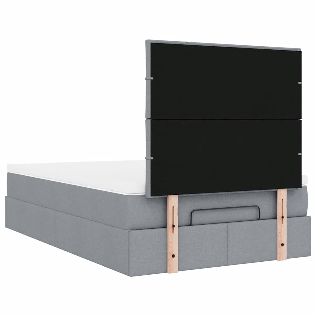 Cadre de lit ottoman avec matelas gris clair 120x190 cm tissu - XIOS