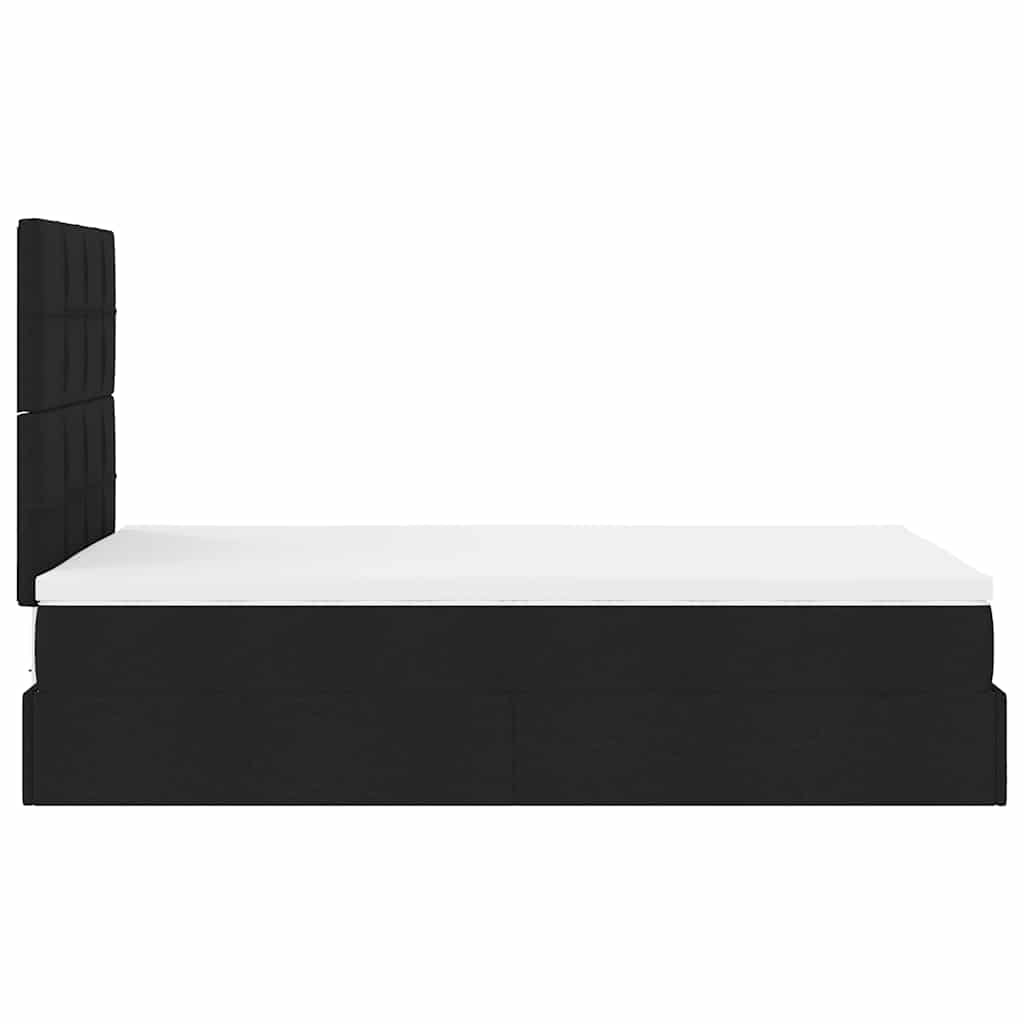 Cadre de lit ottoman avec matelas noir 120x190 cm tissu - XIOS