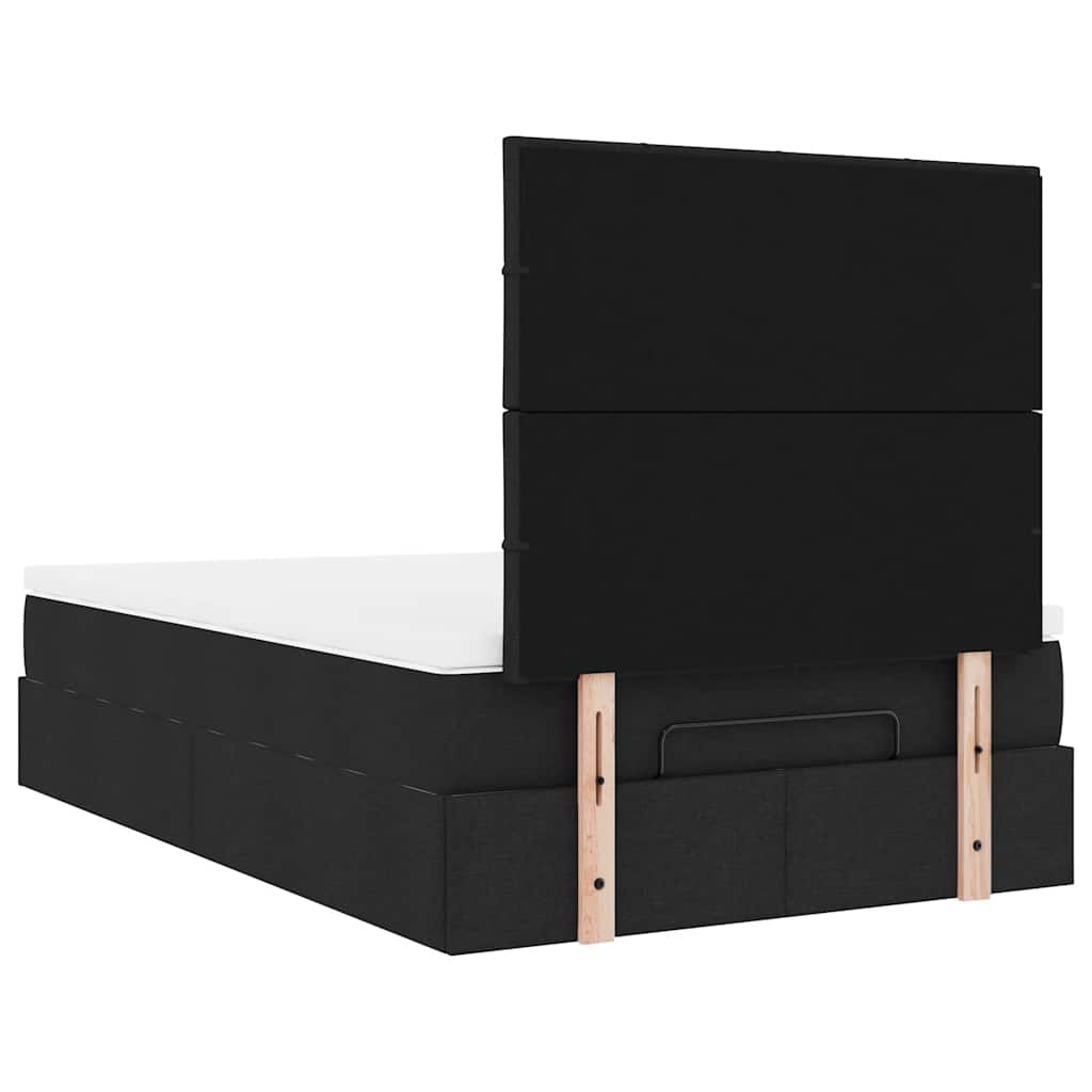 Cadre de lit ottoman avec matelas noir 120x190 cm tissu - XIOS