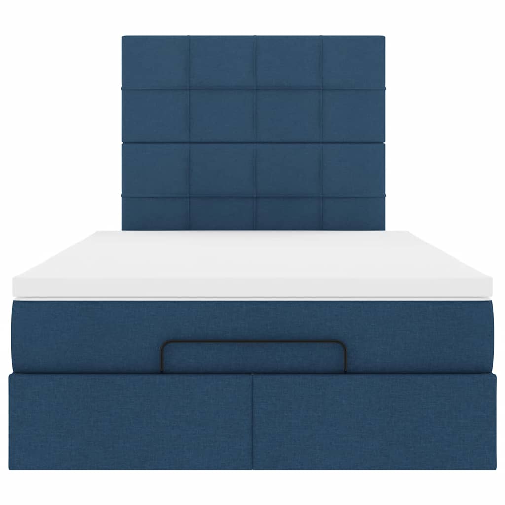 Cadre de lit ottoman avec matelas bleu 120x190 cm tissu - XIOS