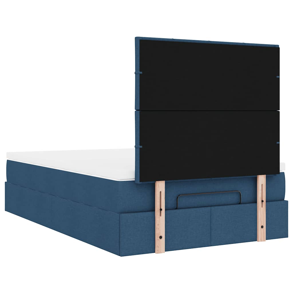 Cadre de lit ottoman avec matelas bleu 120x190 cm tissu - XIOS