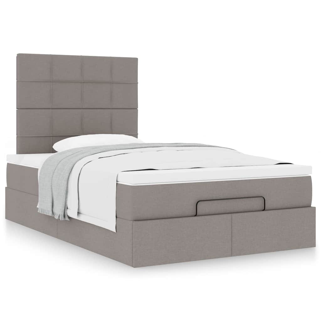 Cadre de lit ottoman avec matelas taupe 120x200 cm tissu - XIOS