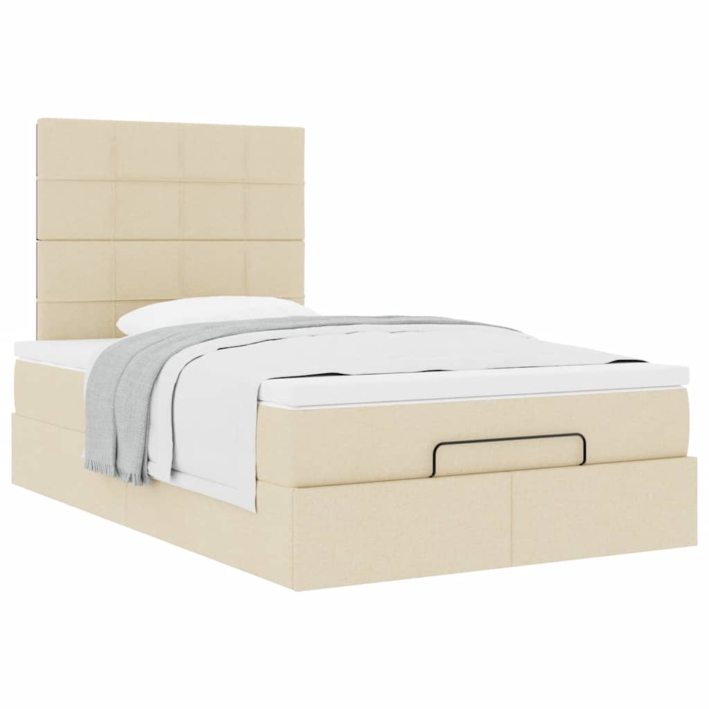 Cadre de lit ottoman avec matelas crème 120x200cm tissu - XIOS